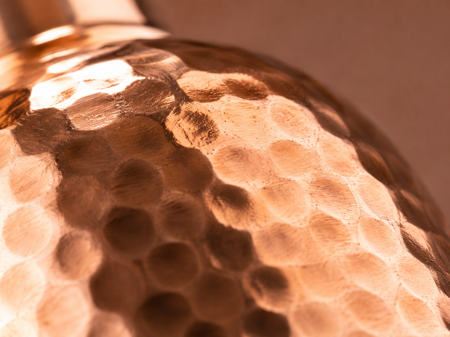 Close-up of hammered copper craftsmanship