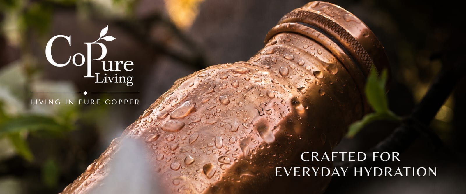 CoPure Living copper bottle crafted for everyday hydration